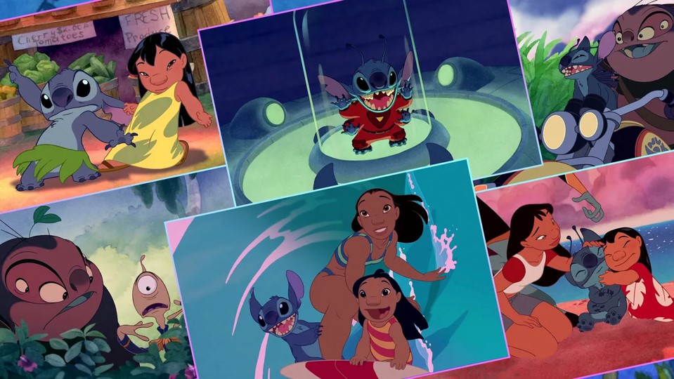 Image Collage of Stitch with Lilo, Nani, Jumba and Pleakley